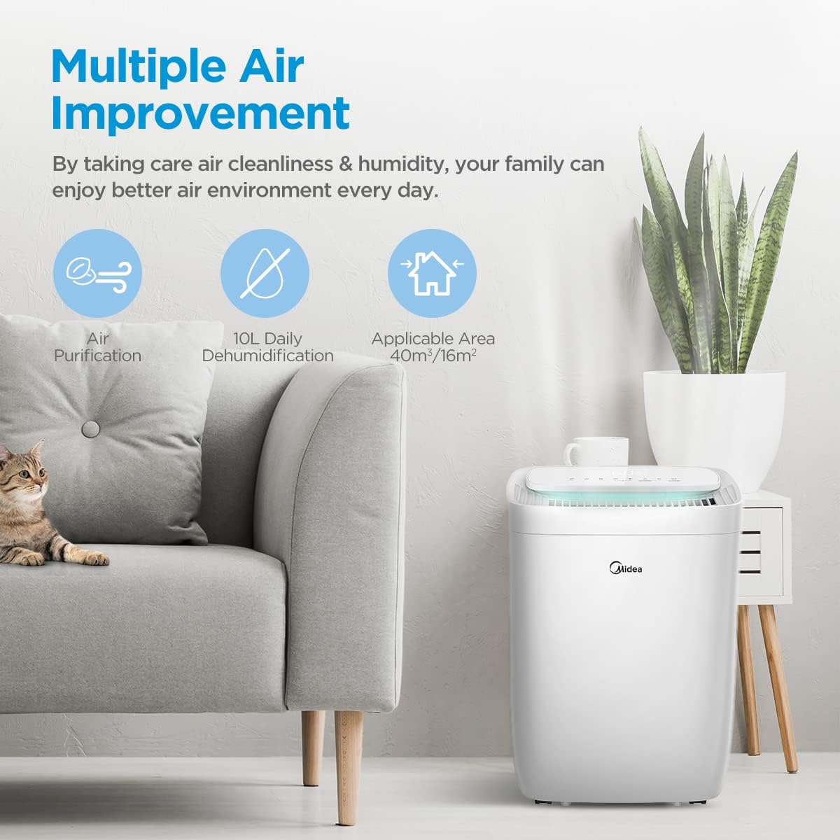 Midea Luftentfeuchter 10L/Tag | HEPA-Filter | 39dB Ultra-Leise – Bild 3