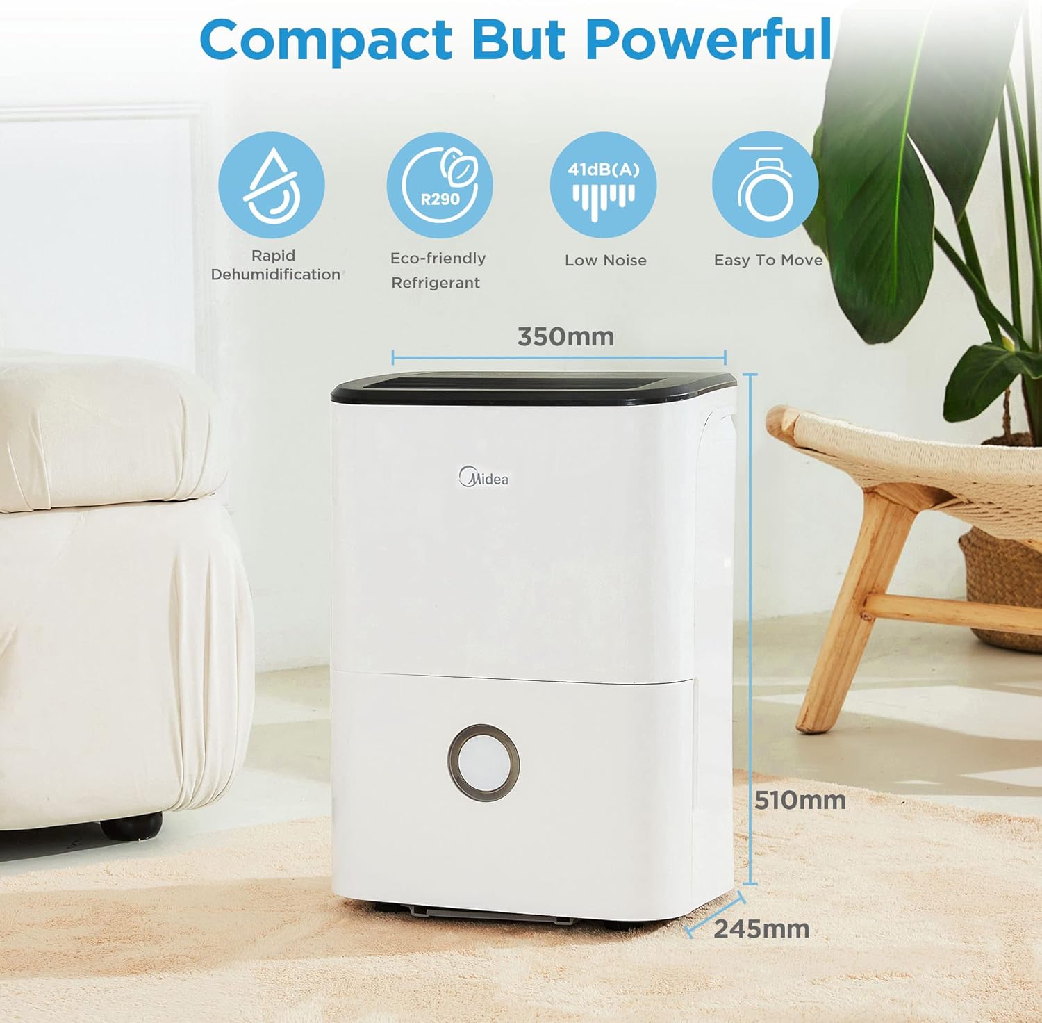Midea Luftentfeuchter 20L/Tag | 40m² | DF-20DEN7-WF | APP WiFi & Alexa – Bild 3