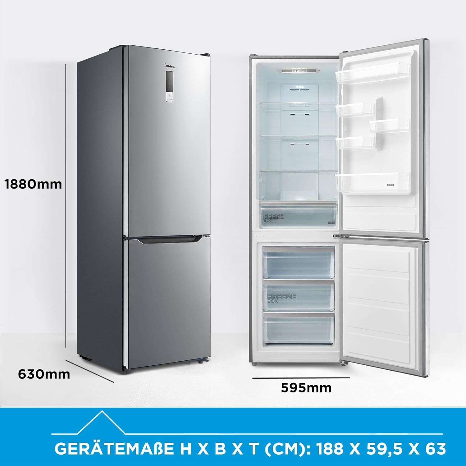 Midea MDRB424FGE02OA Kühl-Gefrierkombination 310L | NoFrost | 188cm | GMCC-Kompressor – Bild 3