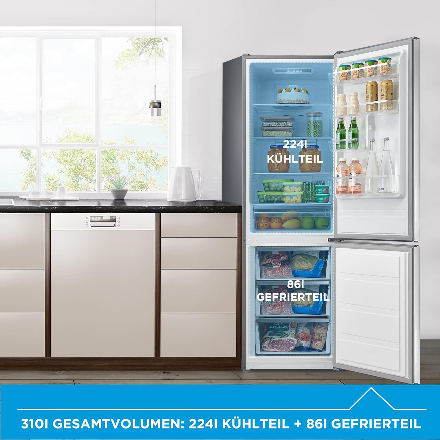 Midea MDRB424FGE02OA Kühl-Gefrierkombination 310L | NoFrost | 188cm | GMCC-Kompressor – Bild 7