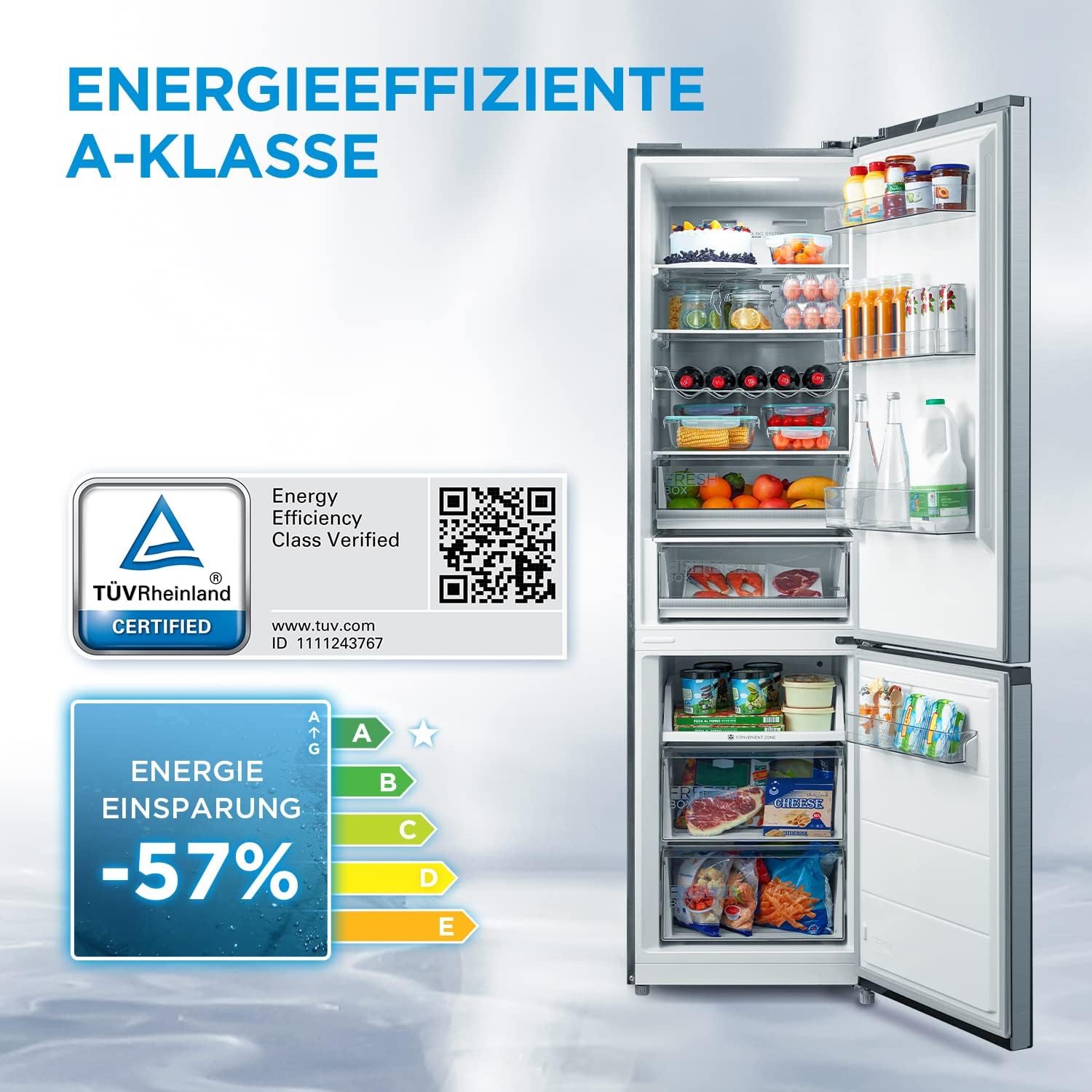 Midea MDRB521MGA46O MEGA Kühl-Gefrierkombination 378L | Energieklasse A | 29 dB | NoFrost – Bild 2