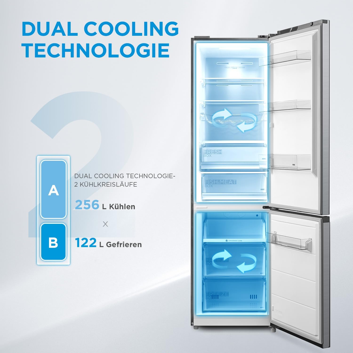 Midea MDRB521MGA46O MEGA Kühl-Gefrierkombination 378L | Energieklasse A | 29 dB | NoFrost – Bild 4