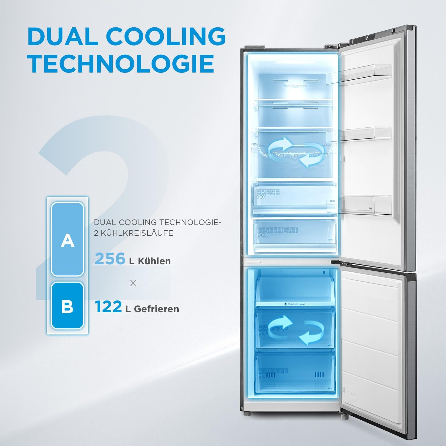 Midea MDRB521MGB02 MEGA Kühl-Gefrierkombination 378L | Energieklasse B | 35 dB | NoFrost – Bild 6