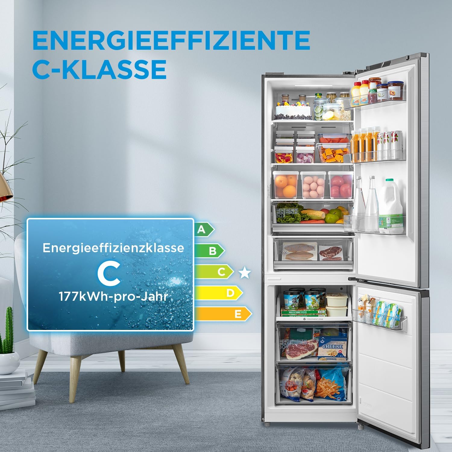 Midea MDRB521MIC46A MEGA Kühl-Gefrierkombination 378L | WiFi | Smart Home | Energieklasse C – Bild 7