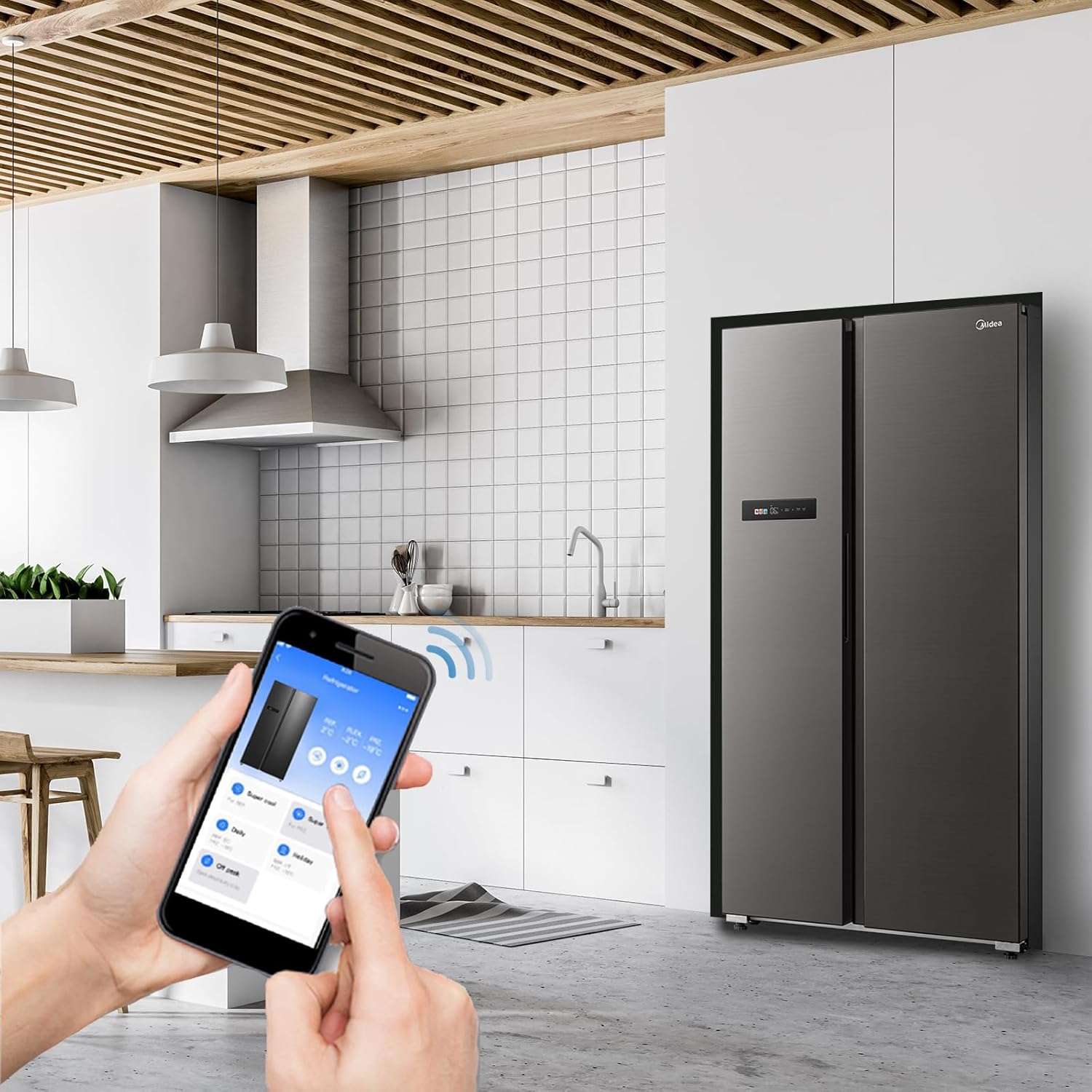 Midea MDRS791MIC28 Side-by-Side 592L | WiFi | Jazz Black | 37 dB | NoFrost – Bild 3