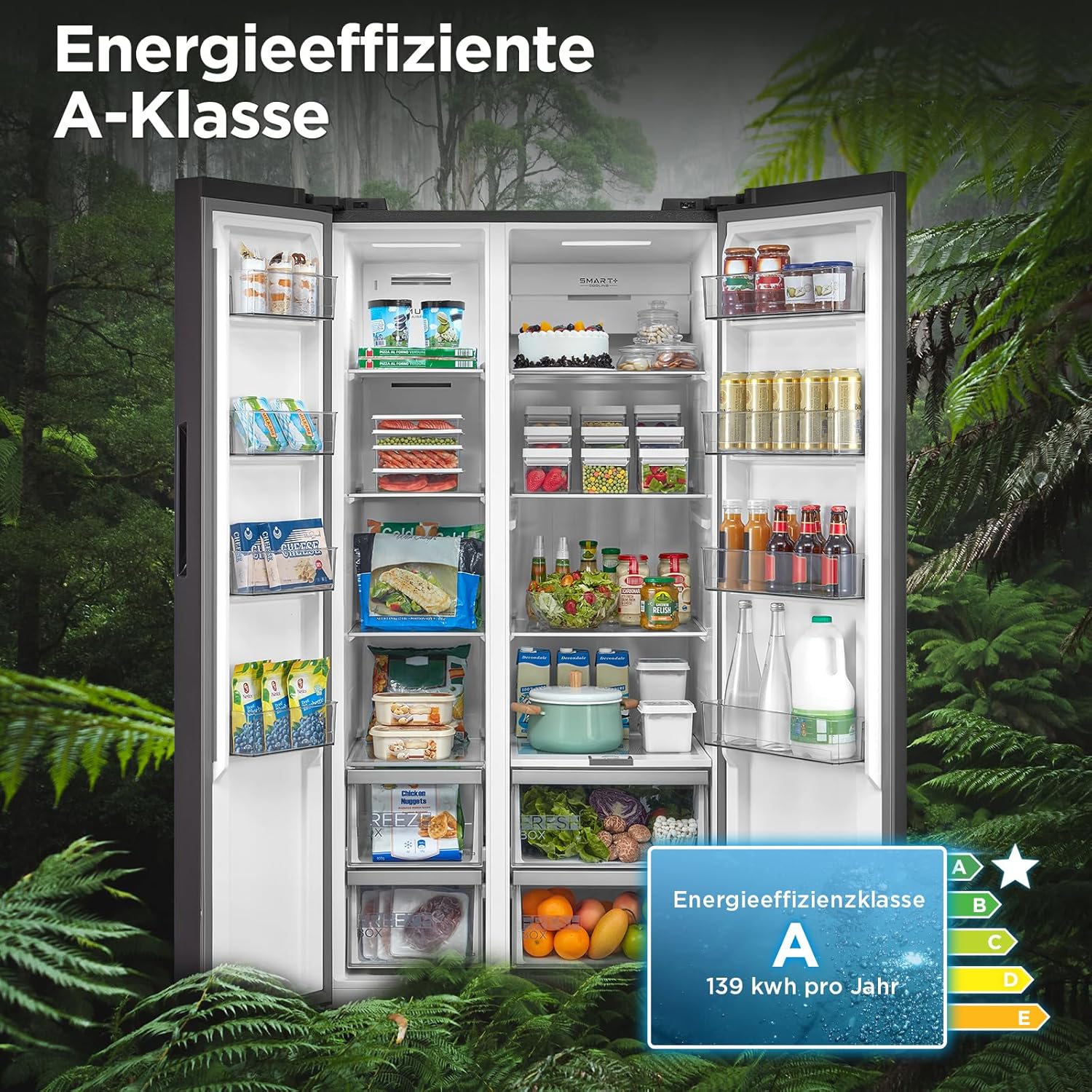 Midea MDRS791MYA46 Side-by-Side 592L | Energieklasse A | 35 dB | NoFrost | Smart Cooling – Bild 4