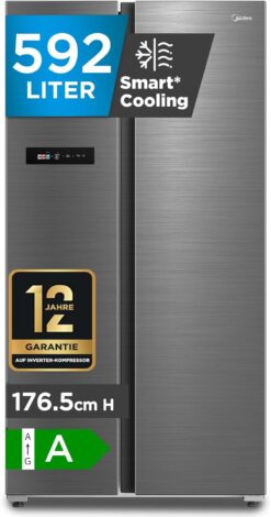Midea MDRS791MYA46 Side-by-Side 592L | Energieklasse A | 35 dB | NoFrost | Smart Cooling