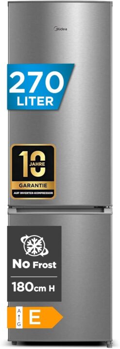 Midea MERB276FGE02A Kühl-Gefrierkombination 270L | NoFrost | 180cm | Inox