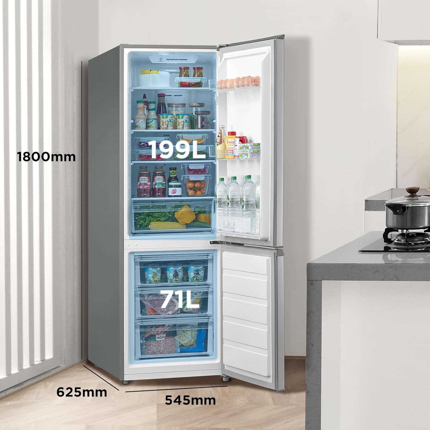 Midea MERB276FGE02A Kühl-Gefrierkombination 270L | NoFrost | 180cm | Inox – Bild 2