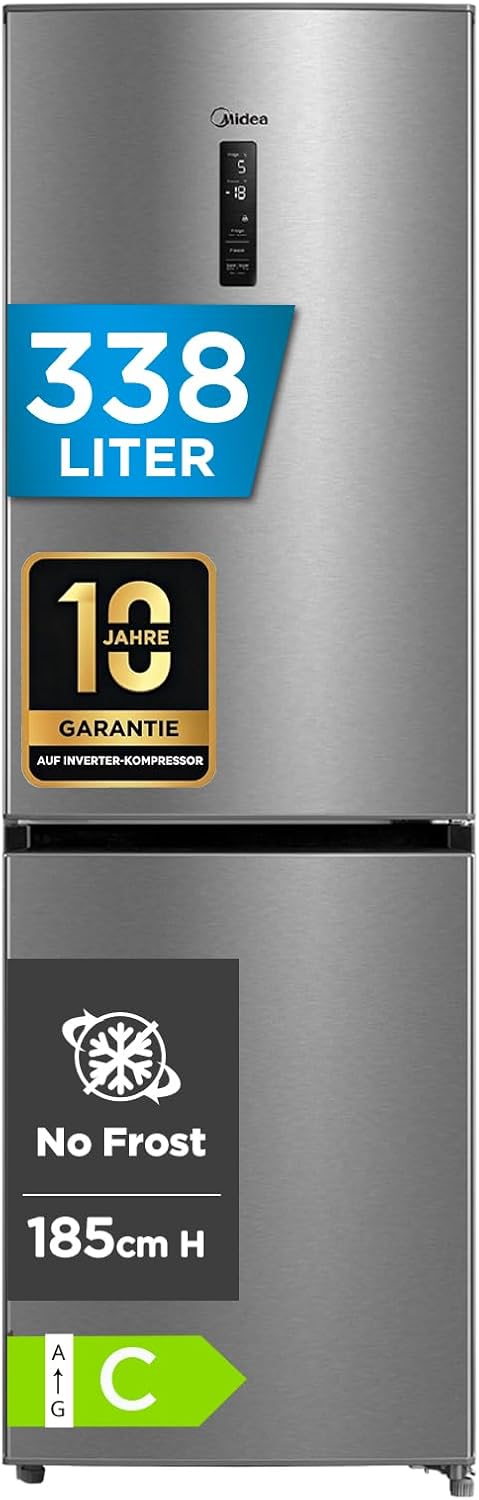 Midea MERB345MGC02 Kühl-Gefrierkombination 338L | NoFrost | 185cm | Energieklasse C