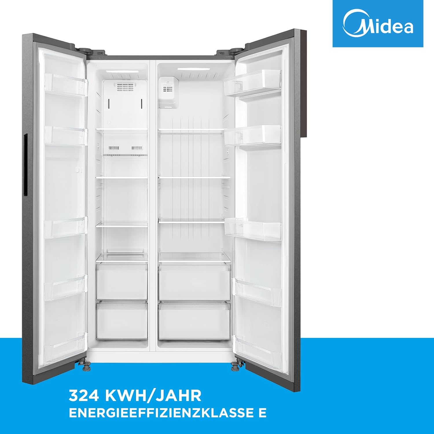 Midea MERS530FGE02 Side-by-Side 548L | 35 dB Flüsterleise | Inverter Quattro | NoFrost – Bild 3