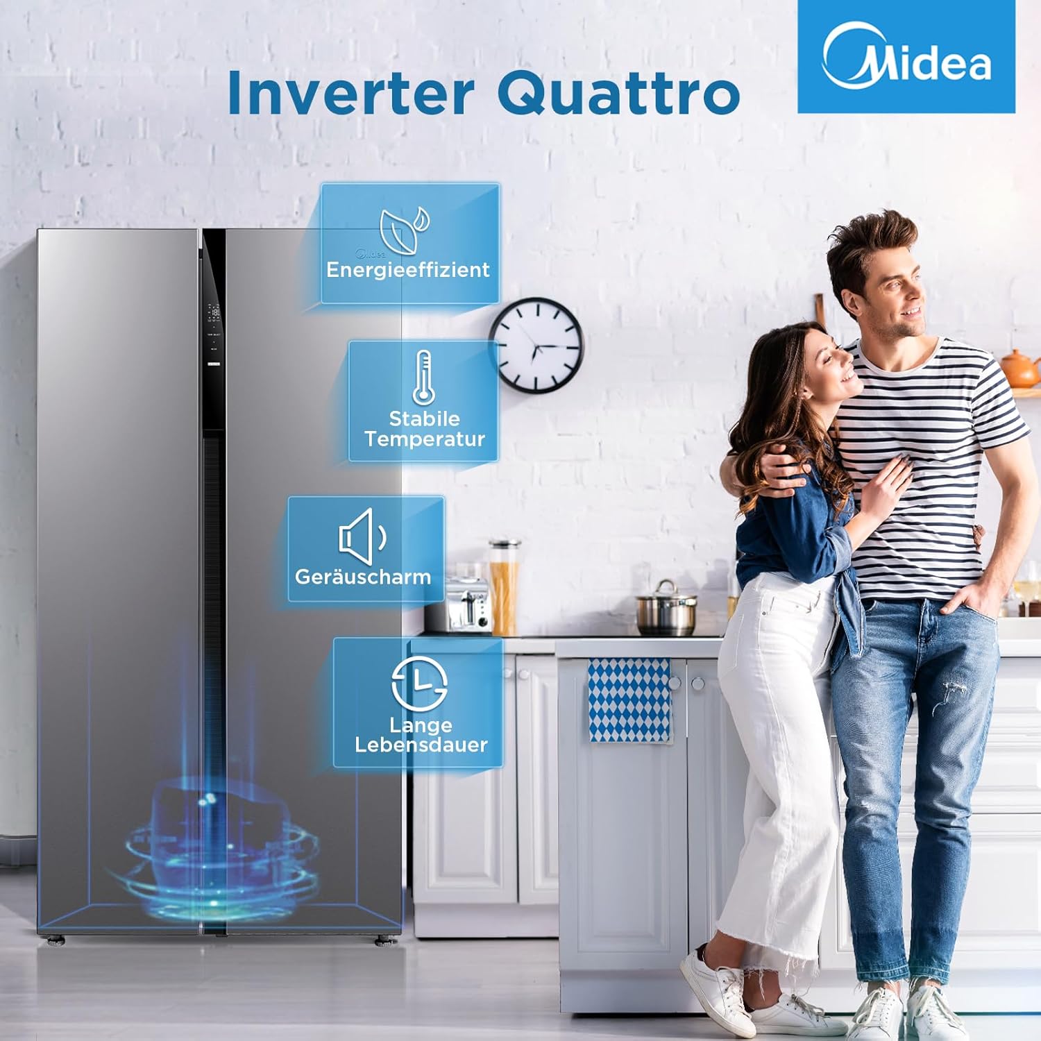 Midea MERS530FGE02 Side-by-Side 548L | 35 dB Flüsterleise | Inverter Quattro | NoFrost – Bild 4