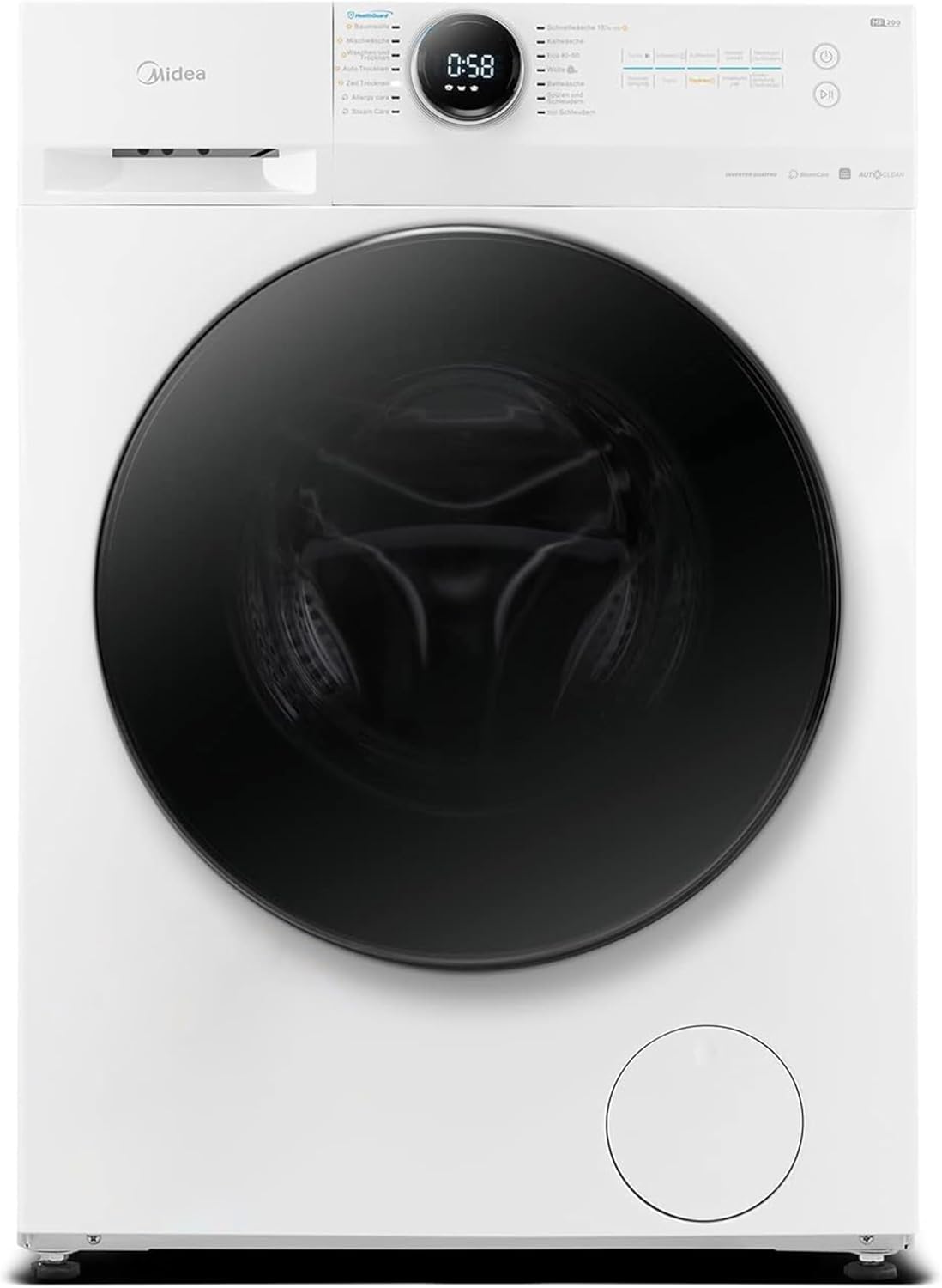 Midea MF200D86WB-14DAS Waschtrockner 8kg/6kg | Slim 48cm | Steam Care | App