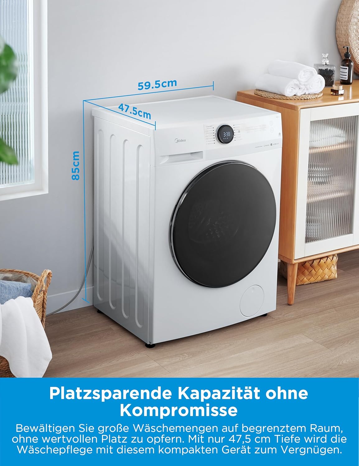 Midea MF200D86WB-14EAS Waschtrockner 8kg/6kg | Slim 48cm | Turbo | Preis-Leistung – Bild 2