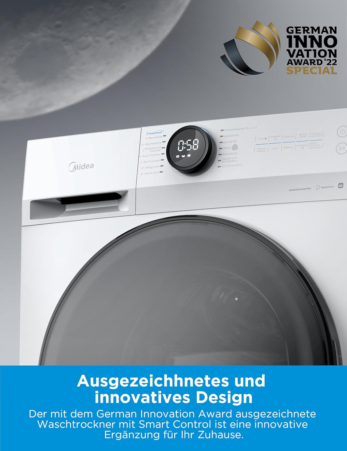 Midea MF200D86WB-14EAS Waschtrockner 8kg/6kg | Slim 48cm | Turbo | Preis-Leistung – Bild 4