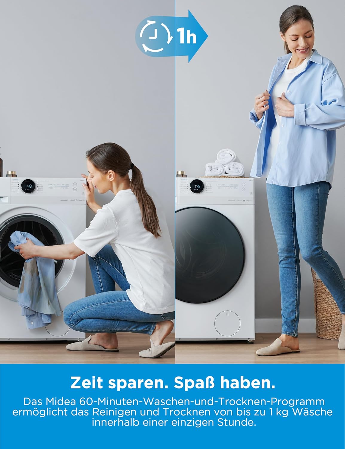 Midea MF200D86WB-14EAS Waschtrockner 8kg/6kg | Slim 48cm | Turbo | Preis-Leistung – Bild 5