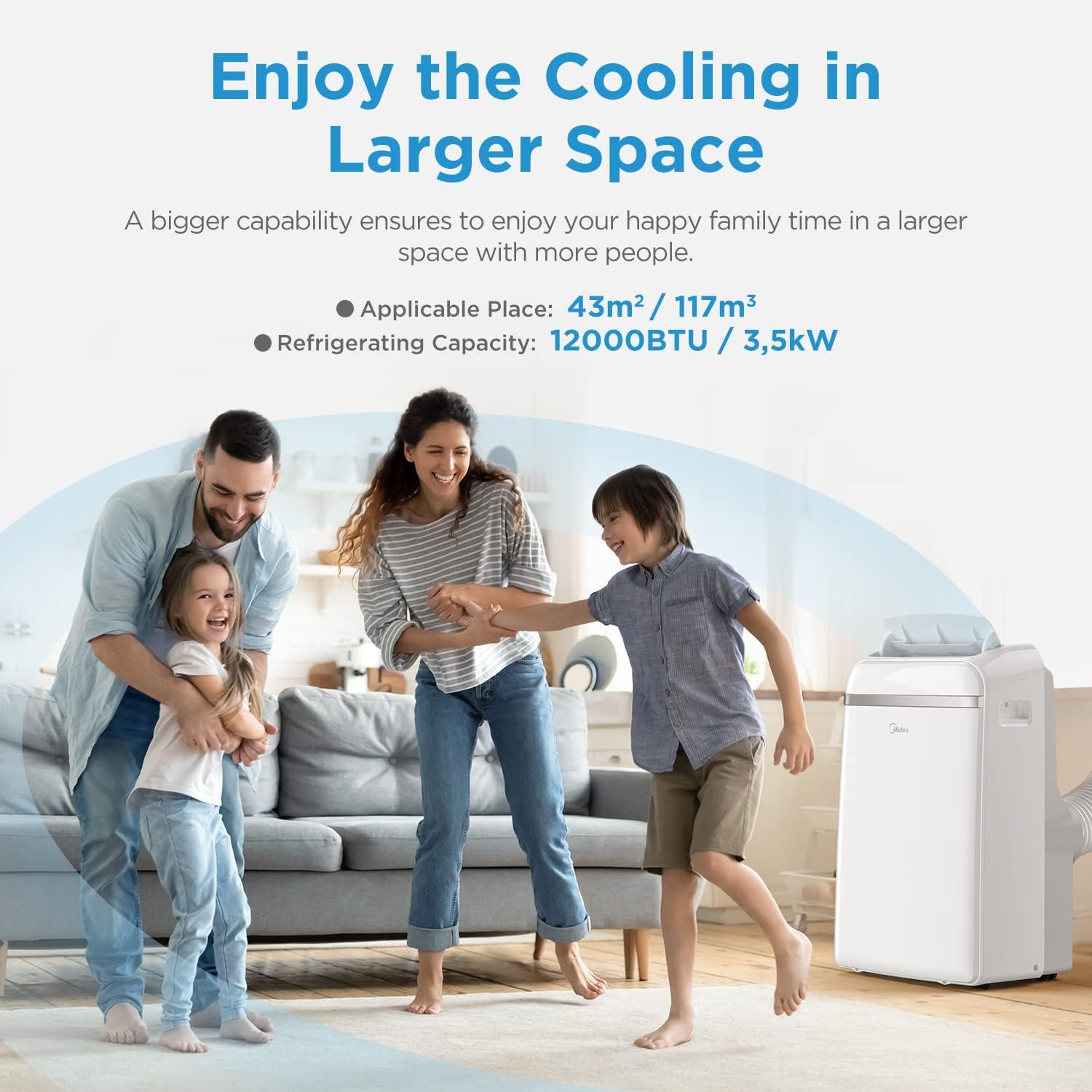 Climatiseur Mobile Midea 12000 BTU | 3-en-1 Déshumidificateur | Classe A – Image 6