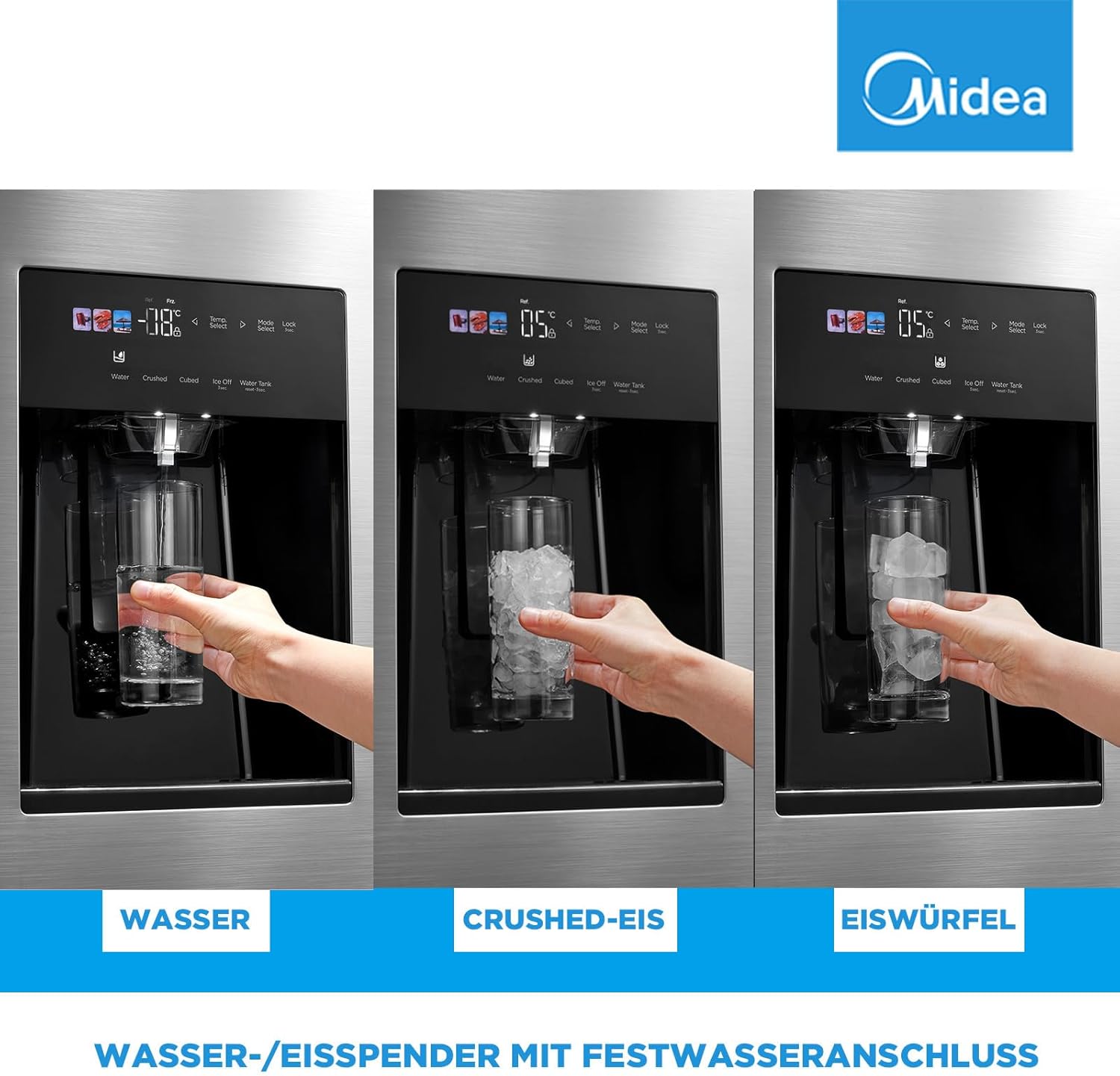 Midea MDRS761MIE46 Side-by-Side 569L | 3-in-1 Wasserspender | WiFi | NoFrost – Bild 4