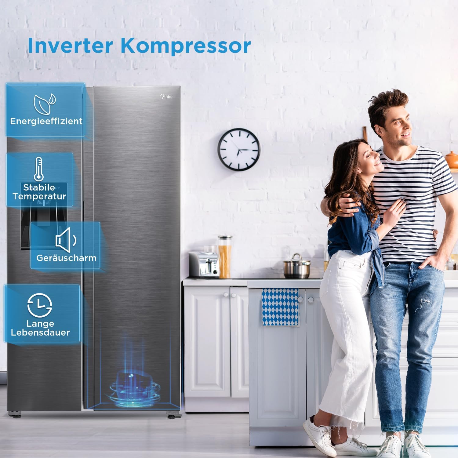 Midea MDRS761MIE46 Side-by-Side 569L | 3-in-1 Wasserspender | WiFi | NoFrost – Bild 6