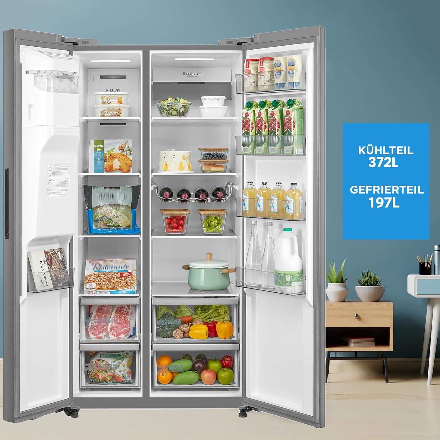 Midea MDRS761MIE46 Side-by-Side 569L | 3-in-1 Wasserspender | WiFi | NoFrost – Bild 8