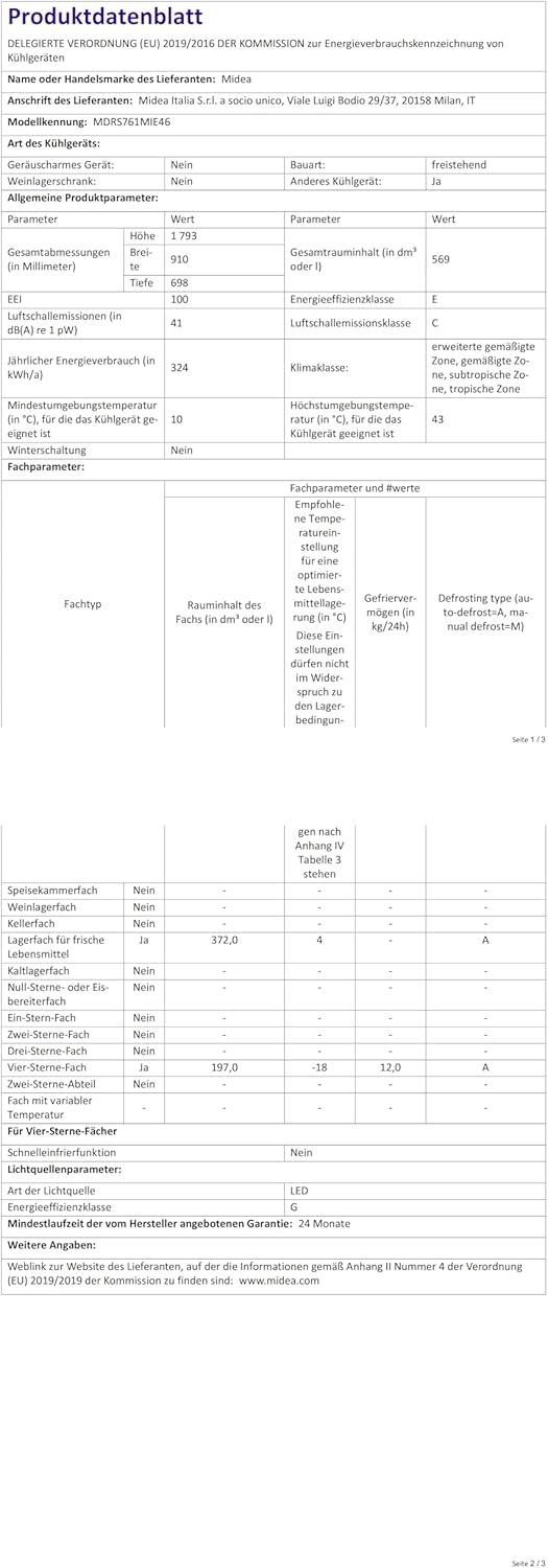 Midea MDRS761MIE46 Side-by-Side 569L | 3-in-1 Wasserspender | WiFi | NoFrost – Bild 10