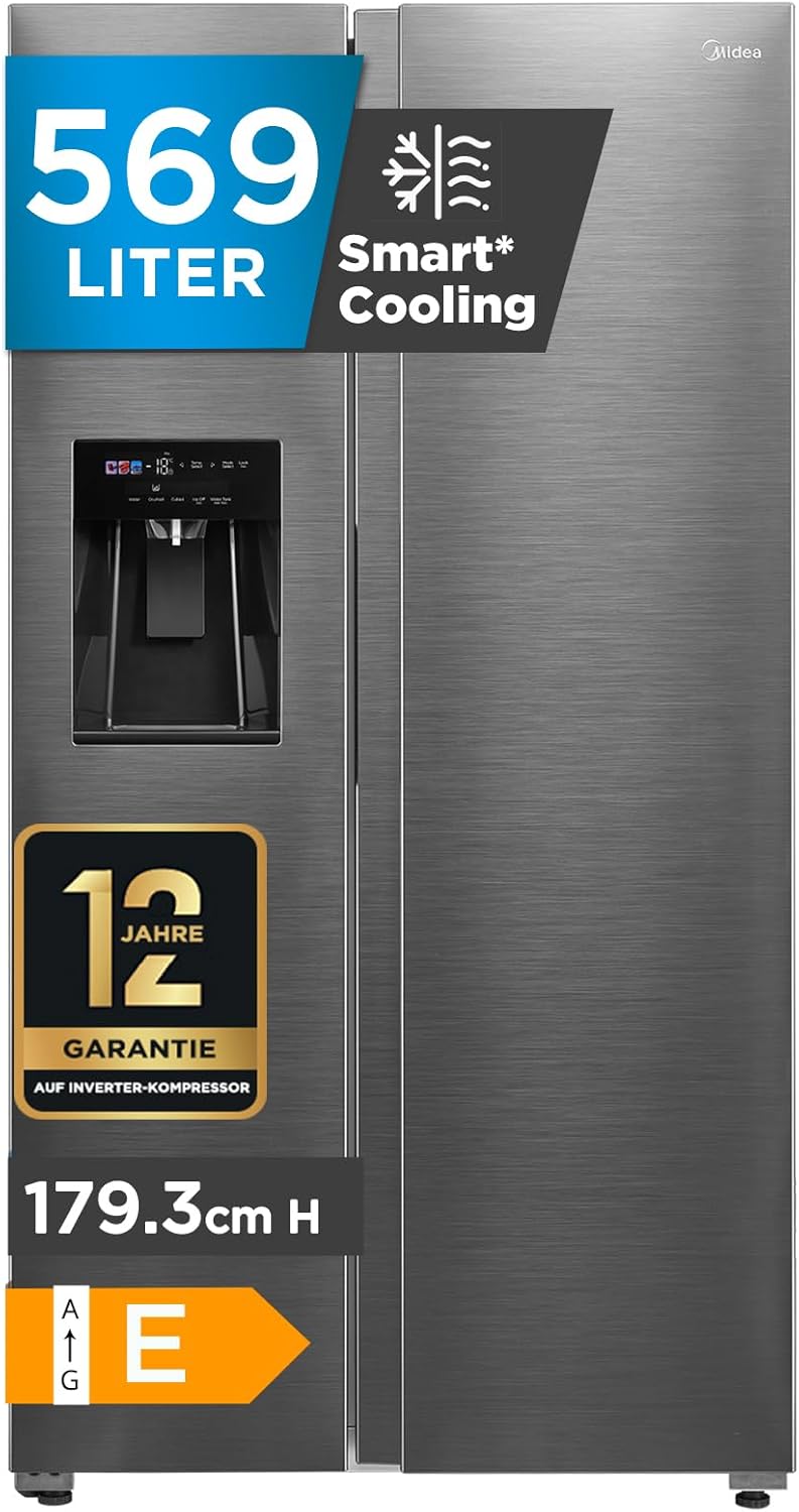 Midea MDRS761MIE46 Side-by-Side 569L | 3-in-1 Wasserspender | WiFi | NoFrost