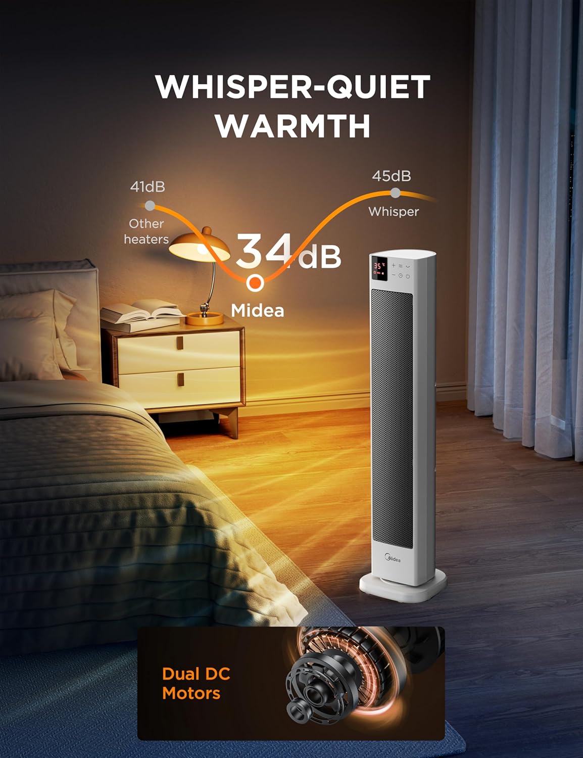 Radiateur Céramique Tour Midea 2000W | Double Moteur DC & Télécommande – Image 6