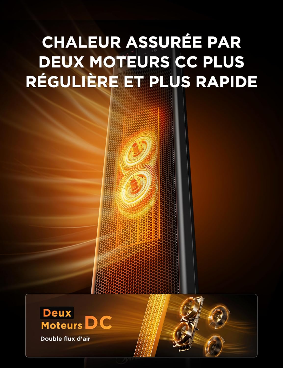 Radiateur Céramique Tour Gris Midea 2000W | Double Moteur DC & Télécommande – Image 8
