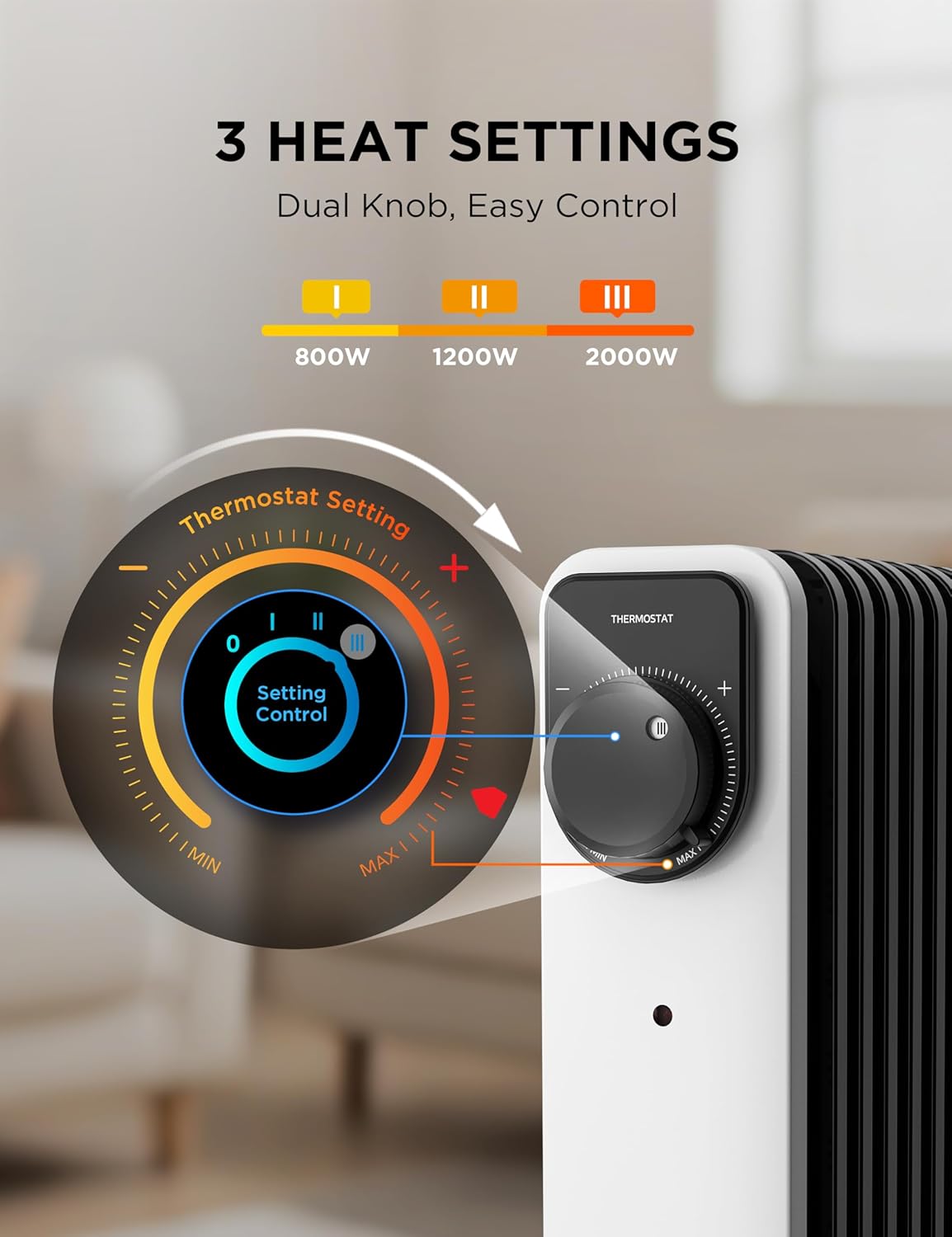 Radiateur Bain d'Huile Midea 2000W 9 Ailettes | Commande Rotative – Image 7