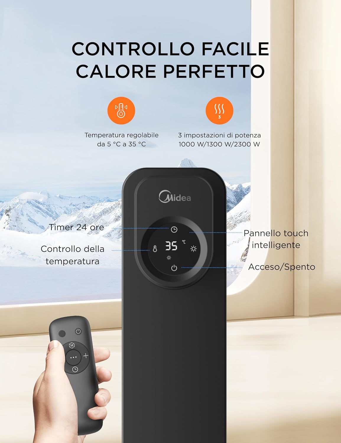 Radiateur Bain d'Huile Midea 2300W 11 Ailettes | Télécommande LED – Image 4