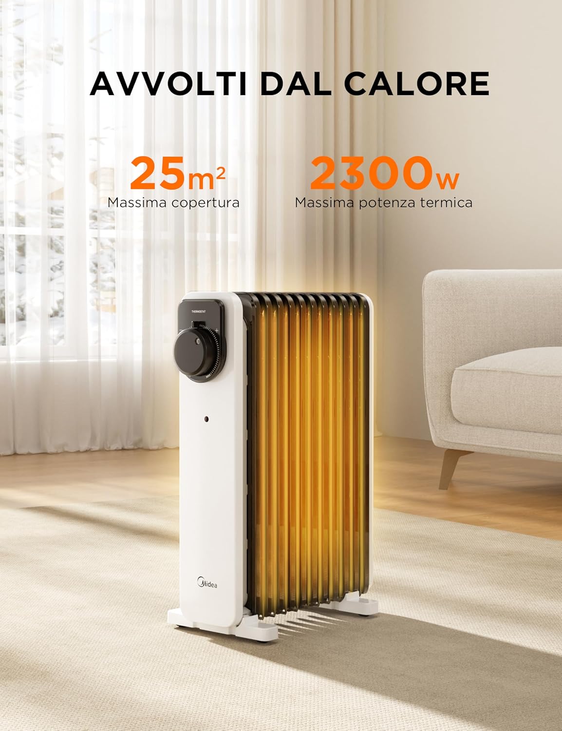 Radiateur Bain d'Huile Midea 2300W 11 Ailettes | Commande Rotative – Image 7