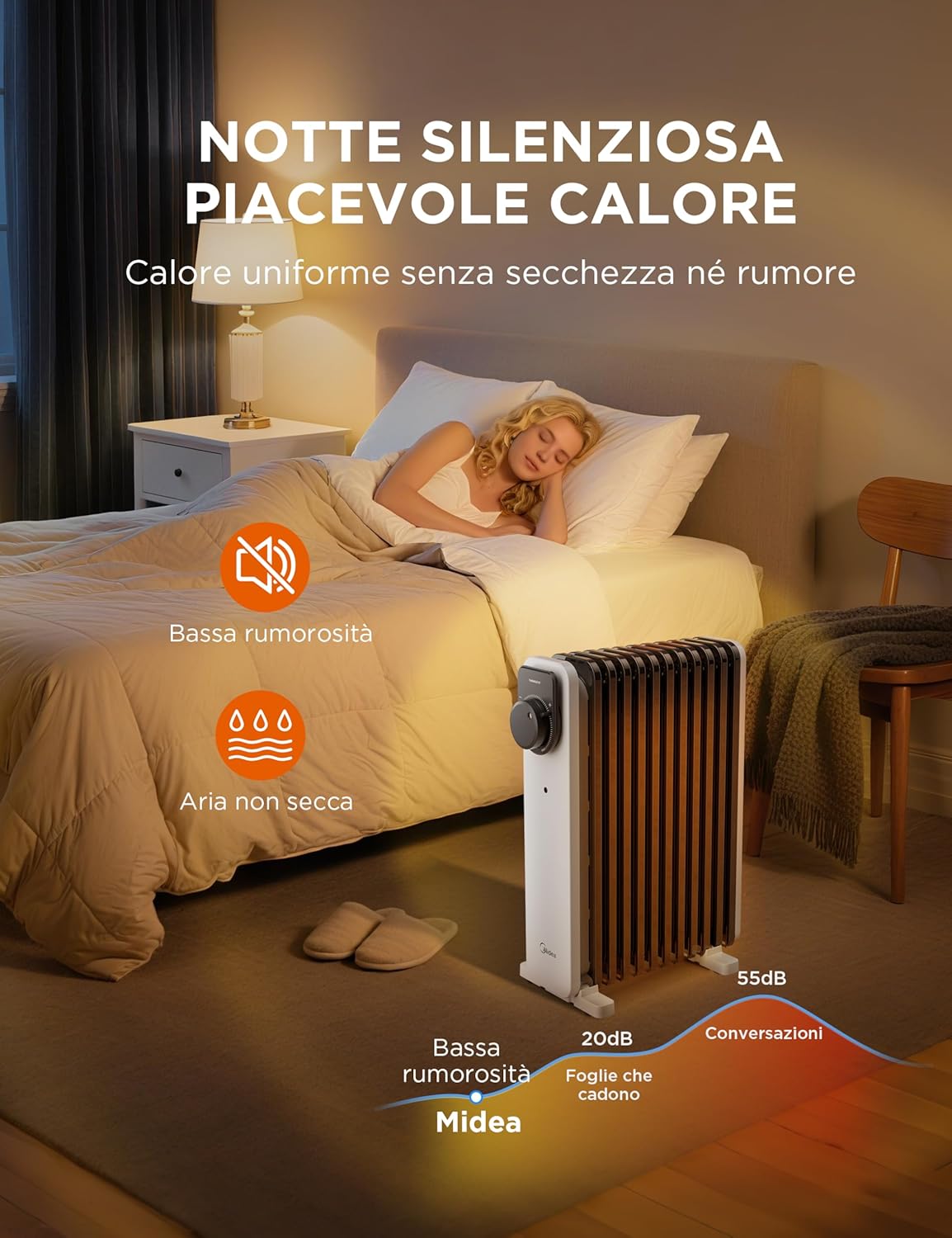 Radiateur Bain d'Huile Midea 2300W 11 Ailettes | Commande Rotative – Image 4